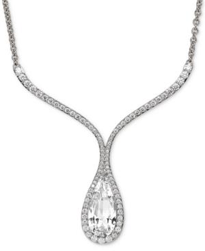 Arabella Swarovski Zirconia Pear Drop Necklace In Sterling Silver