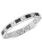 Men's Diamond Link Bracelet (1/5 Ct. T.w.) In Stainless Steel & Black Ion-plate