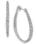 Diamond In & Out Oval Hoop Earrings (3 Ct. T.w.) In 14k White Gold