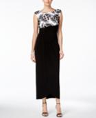 Connected Floral-mesh Cap-sleeve Gown