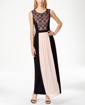 Connected Petite Lace Panel Colorblocked Dress