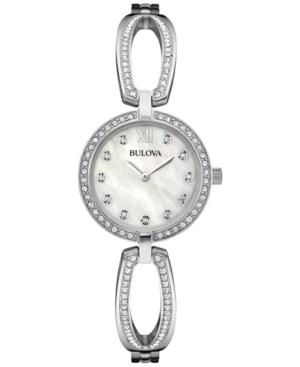 Bulova Women's Crystal Accent Stainless Steel Bangle Bracelet Watch 26mm 96l223