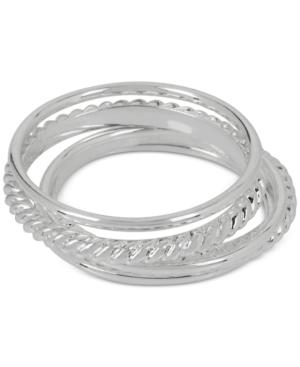 Touch Of Silver Set Of Five Stacking Rings In Silver-plated Metal