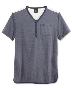 Armani Exchange Men's Short Sleeve Henley Shirt With Logo Pocket