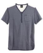 Armani Exchange Men's Short Sleeve Henley Shirt With Logo Pocket