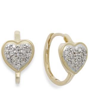 Wrapped Diamond Heart Hoop Earrings In 10k Gold (1/6 Ct. T.w.)