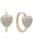 Wrapped Diamond Heart Hoop Earrings In 10k Gold (1/6 Ct. T.w.)