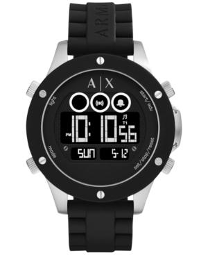 Ax Armani Exchange Men's Digital Wellworn Black Silicone Strap Watch 48mm Ax1560