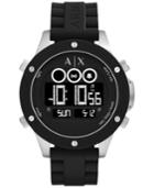 Ax Armani Exchange Men's Digital Wellworn Black Silicone Strap Watch 48mm Ax1560