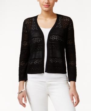 Charter Club Crochet-striped Open Cardigan, Only At Macy's