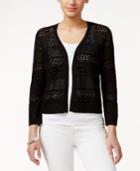 Charter Club Crochet-striped Open Cardigan, Only At Macy's
