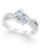 Diamond Two-stone Engagement Ring (3/4 Ct. T.w.) In 14k White Gold