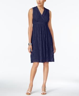 Ny Collection Petite Crochet Surplice Dress