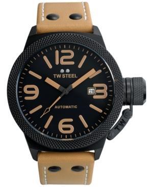 Tw Steel Unisex Automatic Canteen Camel Leather Strap Watch 45mm Twa202