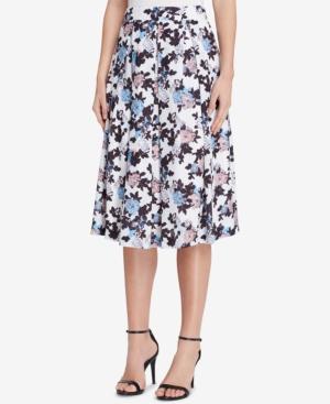 Tahari Asl Pleated Floral-print Skirt