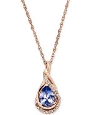 Tanzanite (5/8 Ct. T.w.) And Diamond Accent Pendant Necklace In 14k Rose Gold