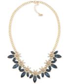 Abs By Allen Schwartz Gold-tone Crystal Leaf Collar Necklace