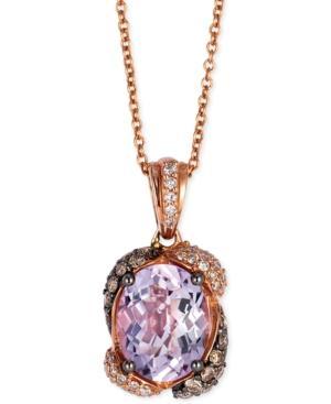 Le Vian Pink Amethyst (2-1/5 Ct. T.w.) And Diamond (3/8 Ct. T.w.) Pendant Necklace In 14k Rose Gold