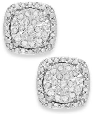 Diamond Cushion Stud Earrings In Sterling Silver (1/3 Ct. T.w.)