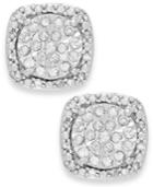 Diamond Cushion Stud Earrings In Sterling Silver (1/3 Ct. T.w.)