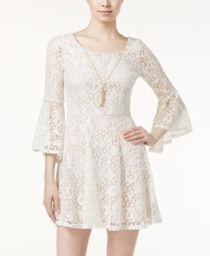 Bcx Juniors' Lace Bell-sleeve A-line Dress