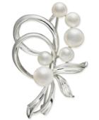 Cultured Freshwater Pearl (7mm & 5mm) Pin In Sterling Silver