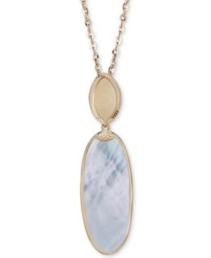 Mother-of-pearl Oval Pendant Necklace In 14k Gold-plated Sterling Silver, 18 + 2 Extender