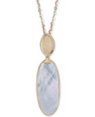 Mother-of-pearl Oval Pendant Necklace In 14k Gold-plated Sterling Silver, 18 + 2 Extender