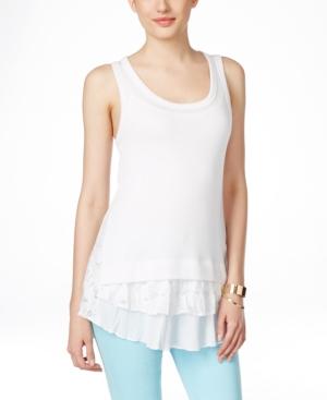 Karen Kane Ruffled Lace-hem Tank Top
