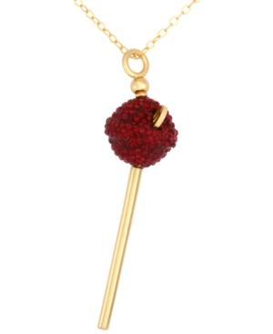 Sis By Simone I Smith 18k Gold Over Sterling Silver Necklace, Red Crystal Mini Lollipop Pendant