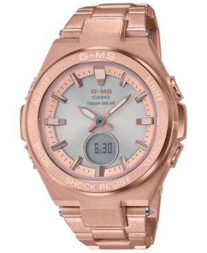 G-shock Women's Solar Analog-digital Rose Gold-tone Stainless Steel Bracelet Watch 38.4mm