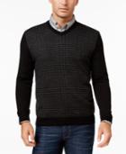 Club Room Men's Big And Tall Merino Blend Houndstooth Vneck Sweater, Only At Macy's