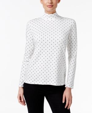 Karen Scott Dot-print Mock-neck Top, Only At Macy's