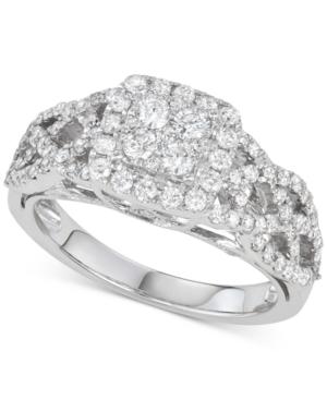 Diamond Braided Cluster Engagement Ring (1 Ct. T.w.) In 14k White Gold