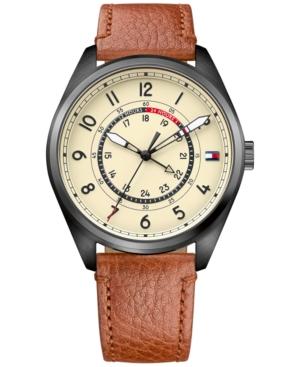Tommy Hilfiger Men's Casual Sport Brown Leather Strap Watch 44mm 1791372