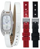 Seiko Women's Solar White Leather Wrap Strap Watch 16.5mm With Interchangeable Straps