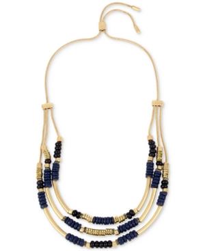 Kenneth Cole New York Gold-tone Multi-bead Triple-layer Slider Necklace
