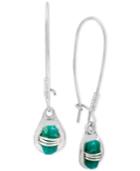 Robert Lee Morris Soho Silver-tone Wire Wrapped Green Stone Dangle Hoop Earrings
