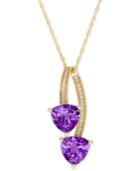 Amethyst (2-1/10 Ct. T.w.) And Diamond Accent Drop Pendant Necklace In 14k Gold