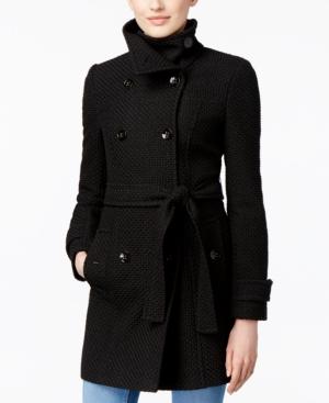 Calvin Klein Funnel-collar Textured Peacoat