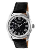 Heritor Automatic Marcus Silver & Navy Leather Watches 43mm