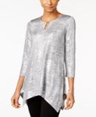 Jm Collection Metallic Handkerchief-hem Top, Created For Macy's