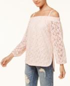 7 Sisters Juniors' Off-the-shoulder Lace High-low Top