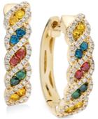 Le Vian Exotics Diamond Multi-color Hoop Earrings (3/4 Ct. T.w.) In 14k Gold
