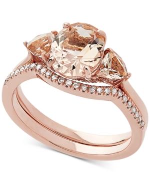 Love Rocks Bridal Morganite (2 1/6 Ct.t.w) & Diamond Accent Bridal Set In 14k Rose Gold