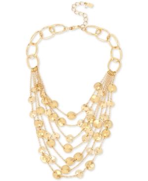 Robert Lee Morris Soho Gold-tone Disc Multi-row Statement Necklace, 16 + 3 Extender