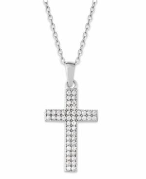 Giani Bernini Cubic Zirconia Cross Pendant Necklace In Sterling Silver