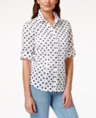 Karen Scott Polka-dot Button-down Shirt, Only At Macy's