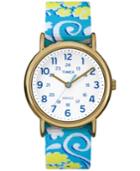 Timex Women's Weekender Blue Floral Nylon Strap Watch 42mm Tw2p90100jt