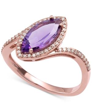 Amethyst (1-3/8 Ct. T.w.) & Diamond (1/6 Ct. T.w.) Swirl Ring In 10k Rose Gold